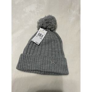 Michael Kors Pom-pom Knit Beanie Women's Hat In Grey One Size